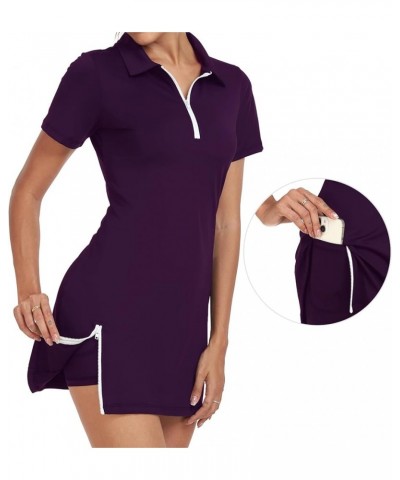 Womens Two Piece Tennis Golf Dress Active Athletic Exercise Sports Wear Dresses for Women with Pocket Separate Shorts Plum $1...