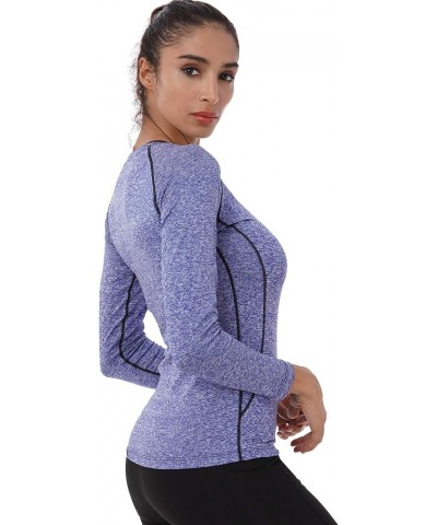 Women's 3 Pack Compression Shirts Long Sleeve Yoga Athletic Running T Shirt 8021:black,grey,blue $13.11 Activewear