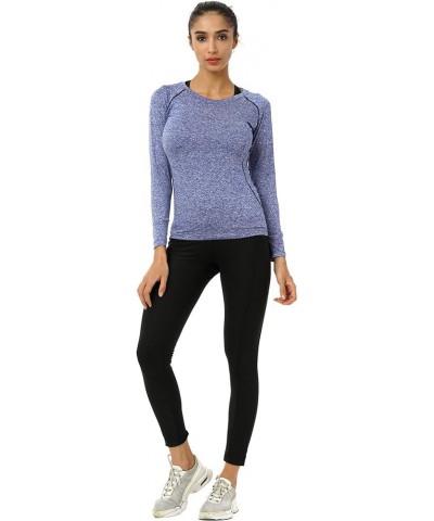 Women's 3 Pack Compression Shirts Long Sleeve Yoga Athletic Running T Shirt 8021:black,grey,blue $13.11 Activewear