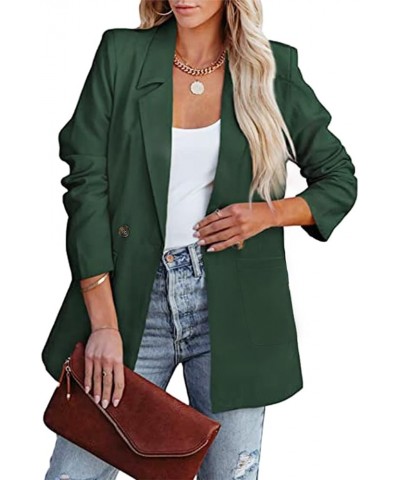 Womens Casual Blazers Oversized Open Front Cardigan Long Sleeve Work Office Blazer Jackets S-XXL Blackish Green $27.02 Blazers