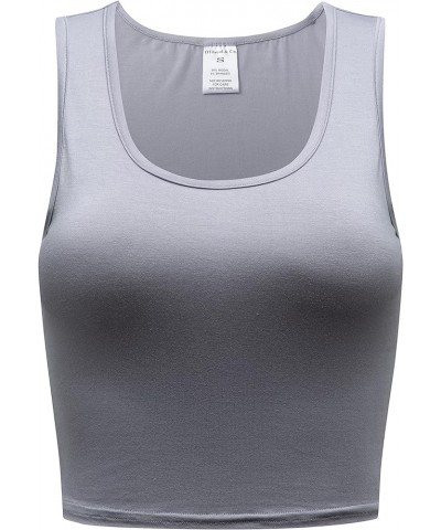 Women's Basic Crop Tops Stretchy Casual Scoop Neck Sleeveless Crop Tank Top Light Grey $10.99 Tanks