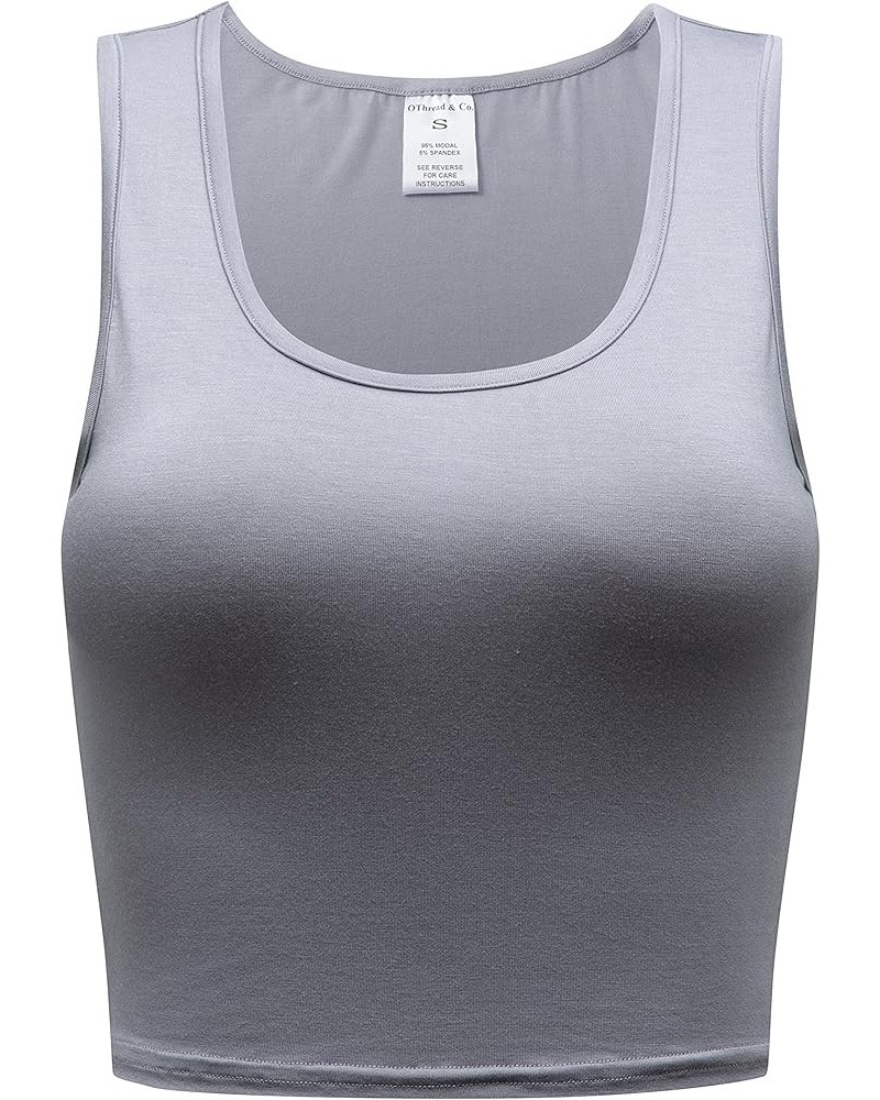 Women's Basic Crop Tops Stretchy Casual Scoop Neck Sleeveless Crop Tank Top Light Grey $10.99 Tanks