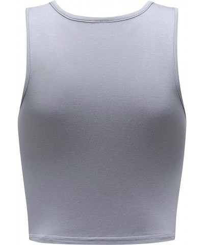 Women's Basic Crop Tops Stretchy Casual Scoop Neck Sleeveless Crop Tank Top Light Grey $10.99 Tanks