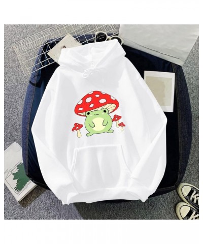 DSFVUS Graphic Crewneck Sweatshirt Womens Cute Frog Sweatshirt Kawaii Mushroom Hoodie Halloween Sweatshirts for Women White $...