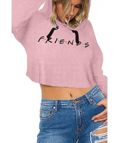 Women's Casual Letters Print Crop Top Loose Pullover Friends Shirt Teen Girl TV Show Hoodie Sweatshit Pink $13.49 Hoodies & S...