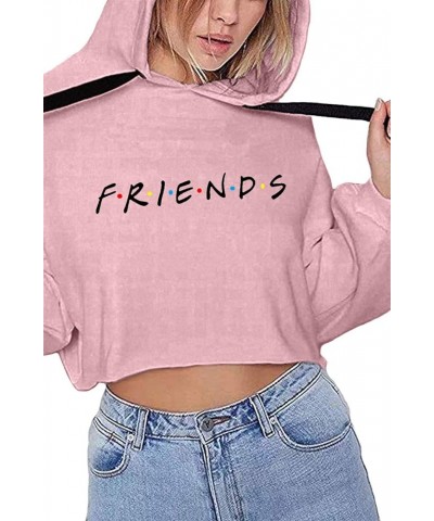 Women's Casual Letters Print Crop Top Loose Pullover Friends Shirt Teen Girl TV Show Hoodie Sweatshit Pink $13.49 Hoodies & S...