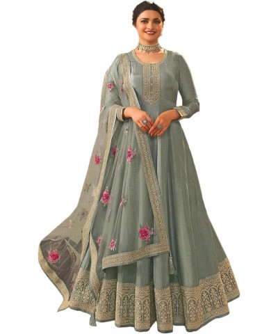 Ready to Wear Indian Pakistani Party Wear Floor Length Designer Wedding Anarkali Salwar Suit For Women Grey $36.90 Suits