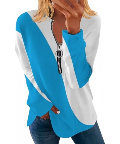 Sweatshirt for Women with Design,Womens Hooded Pullover Sweatshirts Half Zipper Crop Hoodie Cropped Long Sleeve Tops Blue-3 $...