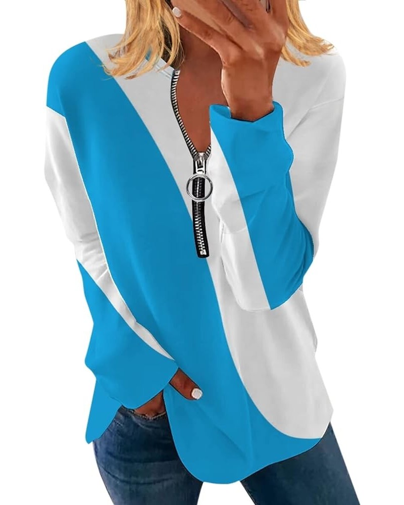 Sweatshirt for Women with Design,Womens Hooded Pullover Sweatshirts Half Zipper Crop Hoodie Cropped Long Sleeve Tops Blue-3 $...