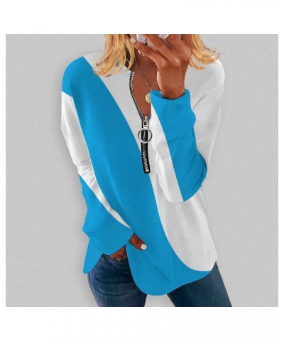 Sweatshirt for Women with Design,Womens Hooded Pullover Sweatshirts Half Zipper Crop Hoodie Cropped Long Sleeve Tops Blue-3 $...