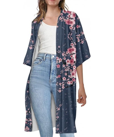 Women's Oil Painting Van Gogh's Starry Sky 3D Printed Long Cardigan Outwear Coat Plus Size S-4XL Plum Blossom $11.61 Sweaters