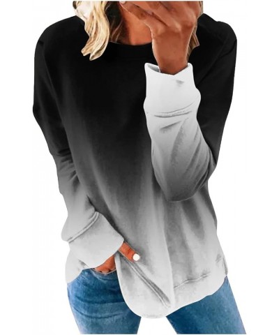 Women's Crewneck Sweatshirts Long Sleeve Loose Fit Gradient Tops Casual Floral Print Winter Trendy Shirts 2023 1 Black $5.49 ...