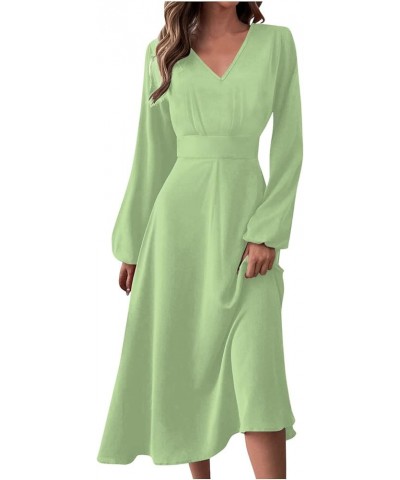 Women Dresses Women's Autumn and Winter Casual Fashion V-Neck Long Sleeve Gradient Print Long Dress 4-green $13.20 Activewear