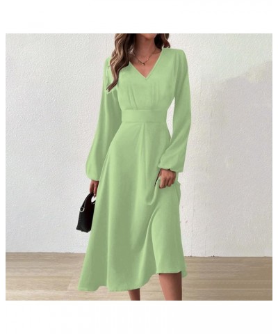 Women Dresses Women's Autumn and Winter Casual Fashion V-Neck Long Sleeve Gradient Print Long Dress 4-green $13.20 Activewear