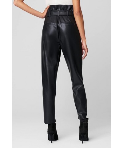 Womens Luxury Clothing Vegan Leather Straight Leg Paperbag Pant, Comfortable & Stylish Obsidian $39.36 Pants