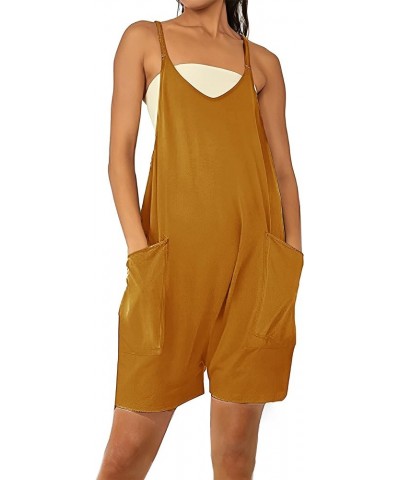 Rompers for Women Summer Stretchy Jumpsuits Adjustable Straps Overalls Shorts Romper Jumpers Onesie Brown $9.17 Jumpsuits