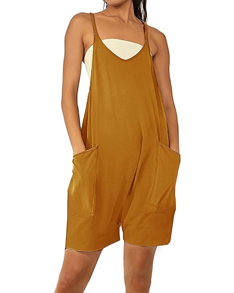 Rompers for Women Summer Stretchy Jumpsuits Adjustable Straps Overalls Shorts Romper Jumpers Onesie Brown $9.17 Jumpsuits