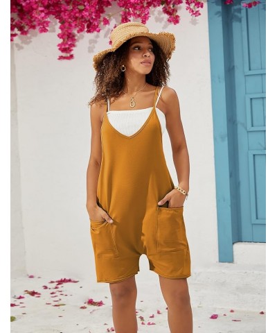 Rompers for Women Summer Stretchy Jumpsuits Adjustable Straps Overalls Shorts Romper Jumpers Onesie Brown $9.17 Jumpsuits