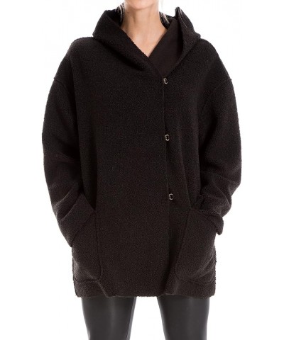 Women's Hooded 3 Clasp Outerwear Coat Black $20.89 Jackets