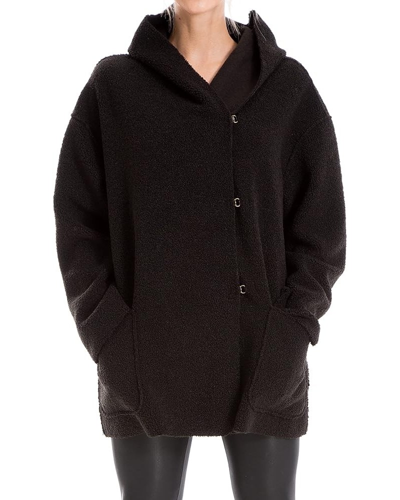 Women's Hooded 3 Clasp Outerwear Coat Black $20.89 Jackets