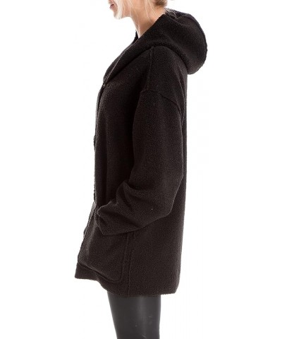 Women's Hooded 3 Clasp Outerwear Coat Black $20.89 Jackets