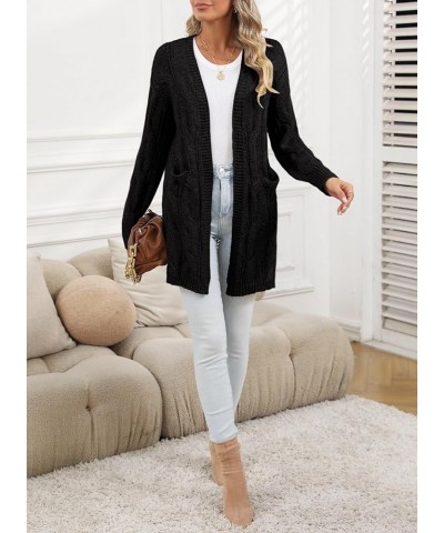 Long Cardigans for Women Open Front Long Sleeves Lightweight Fall Sweaters with Pockets Black $18.48 Sweaters