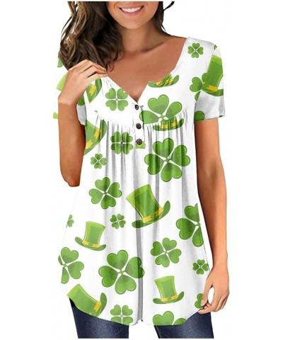 St Patricks Day Shirt Women Short Sleeve Irish Shamrock Graphic Tees Funny Lucky Tshirts Floral Ruffle Blouse 004-mint Green ...