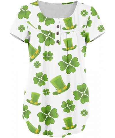 St Patricks Day Shirt Women Short Sleeve Irish Shamrock Graphic Tees Funny Lucky Tshirts Floral Ruffle Blouse 004-mint Green ...