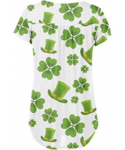 St Patricks Day Shirt Women Short Sleeve Irish Shamrock Graphic Tees Funny Lucky Tshirts Floral Ruffle Blouse 004-mint Green ...