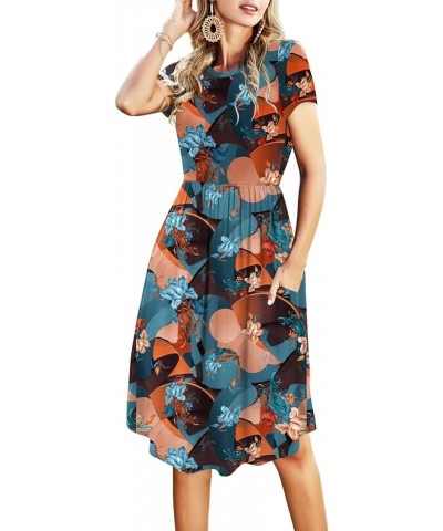 2024 Women's Summer Pockets Teacher Work Casual Midi Dresses A-multicoloured $20.90 Dresses