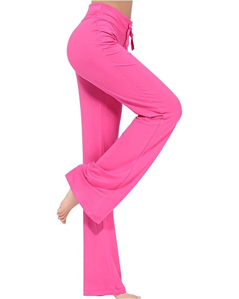 Slacks for Women Dressy Casual High Waist Stright Leg Drawstring Dress Pants Business Work Office Lounge Trousers Hot Pink $7...