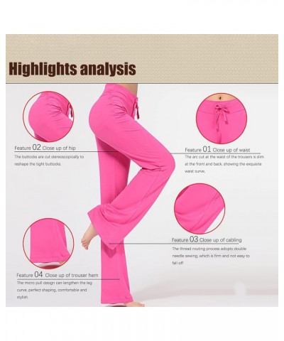 Slacks for Women Dressy Casual High Waist Stright Leg Drawstring Dress Pants Business Work Office Lounge Trousers Hot Pink $7...