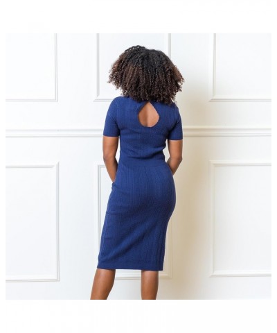 Womens' Cable Sweater Dress with Elbow Patches Navy Mini Cable $32.42 Sweaters