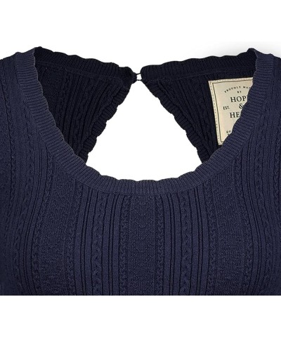 Womens' Cable Sweater Dress with Elbow Patches Navy Mini Cable $32.42 Sweaters