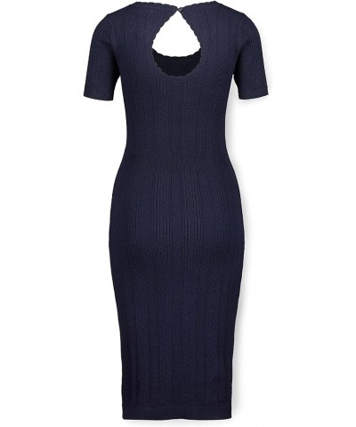 Womens' Cable Sweater Dress with Elbow Patches Navy Mini Cable $32.42 Sweaters