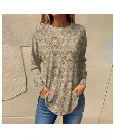 Long Sleeve Shirts For Women,Women'S Casaual Print Tunic Trendy Crewneck Long Blouse Tops For Leggings 2-khaki $5.87 Underwear