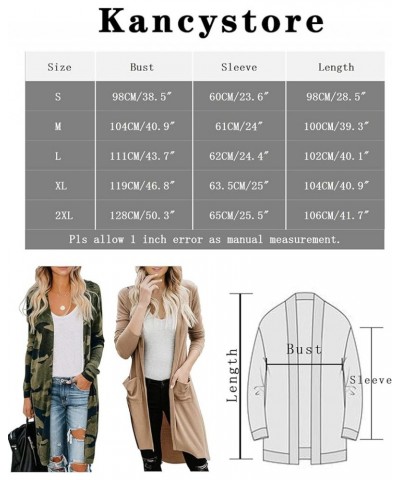 Women's Long Sleeve Print Open Front Cardigan with Pockets Knit Sweater Grey $11.00 Sweaters