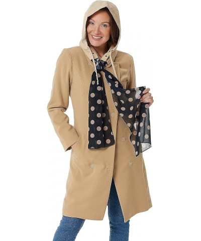 Packable Rain Hood With Chiffon Scarf Water Resistant Rain Bonnet - Black Taupe Dot $13.50 Coats