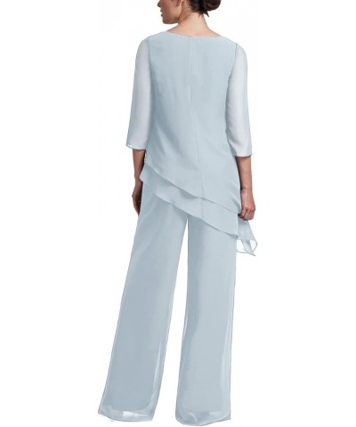 Mother of The Bride Pants Suits Chiffon 2 Piece Outfit Mother of The Groom Pant Suits Grandmother Formal Jumpsuit Silver $31....