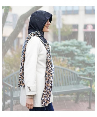 Packable Rain Hood With Chiffon Scarf Water Resistant Rain Bonnet - Black Taupe Dot $13.50 Coats