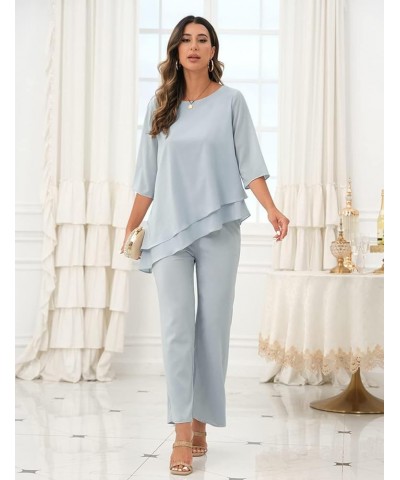 Mother of The Bride Pants Suits Chiffon 2 Piece Outfit Mother of The Groom Pant Suits Grandmother Formal Jumpsuit Silver $31....