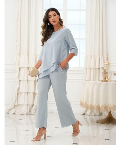 Mother of The Bride Pants Suits Chiffon 2 Piece Outfit Mother of The Groom Pant Suits Grandmother Formal Jumpsuit Silver $31....