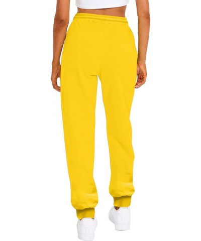 Womens Stretch Pants Elastic Waist Casual Loose Foot Fleece Sweatpants Women's Running Pants Flowy Pajama Pants Plus F-yellow...