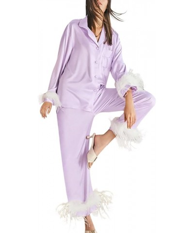 Silk Pajamas for Women Sexy Pajama Womens Pajama Sets Shorts Nightgowns Lounge Sets 2 Piece Outfits C-purple $19.17 Sleep & L...