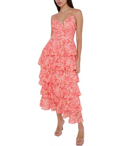 Women V Neck Floral Strappy Long Dresses Bodycon Sexy Sleeveless Slim Fit Maxi Dress Party Beach Summer Sundress F Pink $9.87...