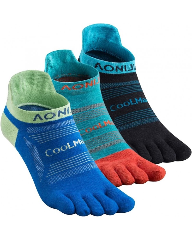 Toe Socks for Men and Women High Performance Athletic Running Five Finger Ankle Socks E4801 3 Pairs/Black, Lake Blue, Blue $1...