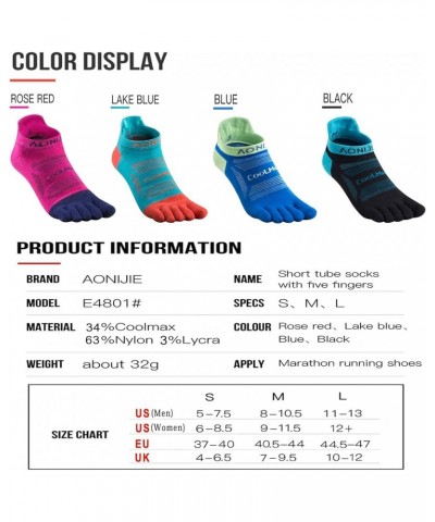 Toe Socks for Men and Women High Performance Athletic Running Five Finger Ankle Socks E4801 3 Pairs/Black, Lake Blue, Blue $1...