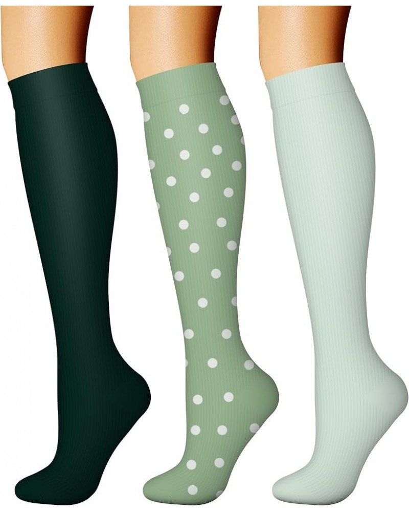 Compression Socks for Women & Men Circulation (3 Pairs) 15-20 mmHg is Best Support for Athletic Running Cycling 34 Dark Green...