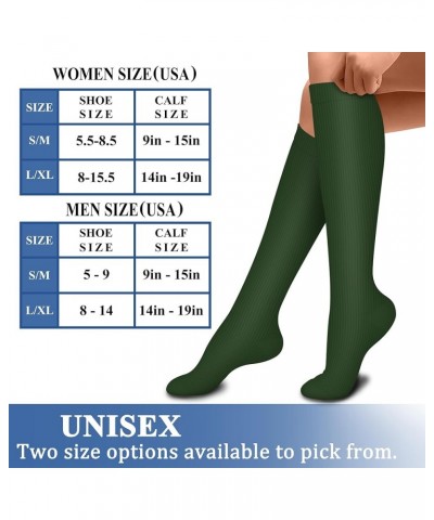 Compression Socks for Women & Men Circulation (3 Pairs) 15-20 mmHg is Best Support for Athletic Running Cycling 34 Dark Green...