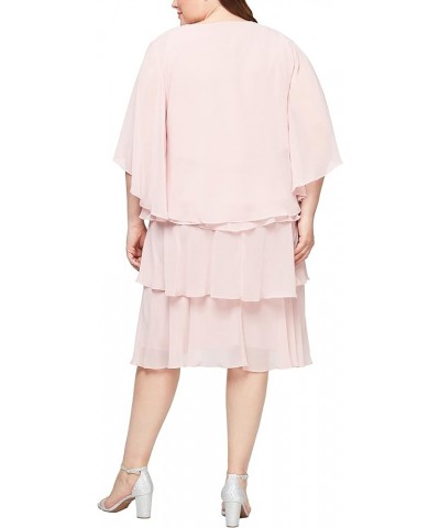 Women's Plus Size Chiffon Tier Jacket Dress with Beaded Neckline Faded Rose Tier $42.40 Dresses